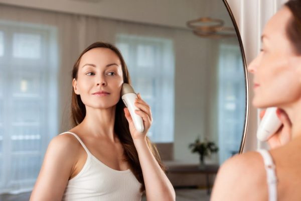Exploring the Benefits of a Handheld Facial Massager in a Cozy Indoor Setting